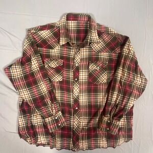 Mens Western Shirt 2XL Multicolor Buffalo Plaid Cowboy Cut Pearl Snap Riding